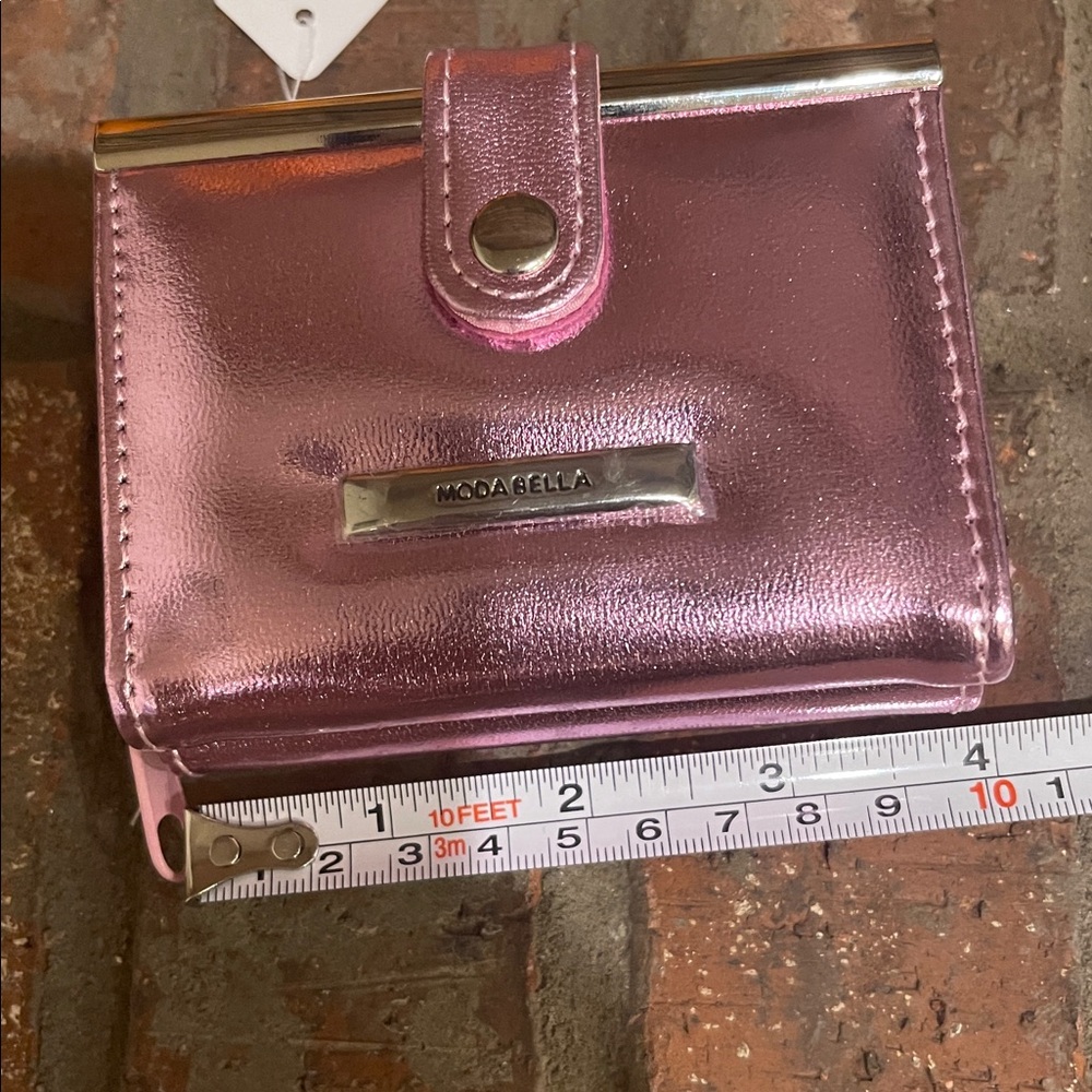 Pink Metallic Women's Trifold Wallet with Outside zip compartment EASTER - Picture 3 of 7